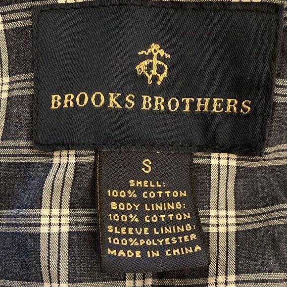Brooks Brothers Mens’ Cotton Zip Up Jacket in Navy with Plaid Lining. Size S. - Picture 8 of 8
